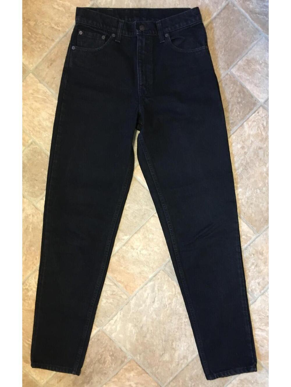 VTG 90s Levi's 550 Mom Jeans Women's Black Relaxed Fit Tapered Leg USA sz 29x34